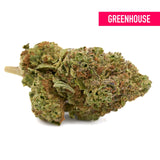 Greenish-brown cannabis bud from Cherry Cookie THCa Hemp Flower Greenhouse
