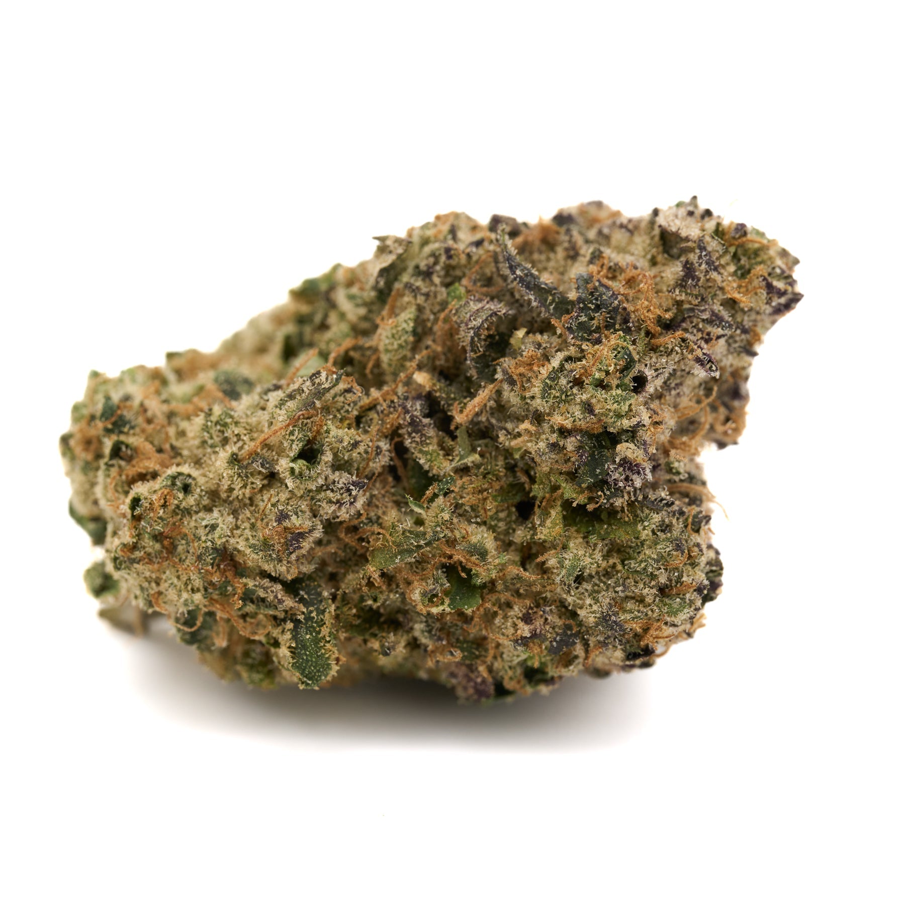 Dense Cherry Limeade Indoor THCa Flower bud with green, orange, purple hues and trichomes