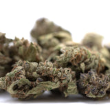 Cream Caramel THCa Flower Smalls with green purple buds and trichomes