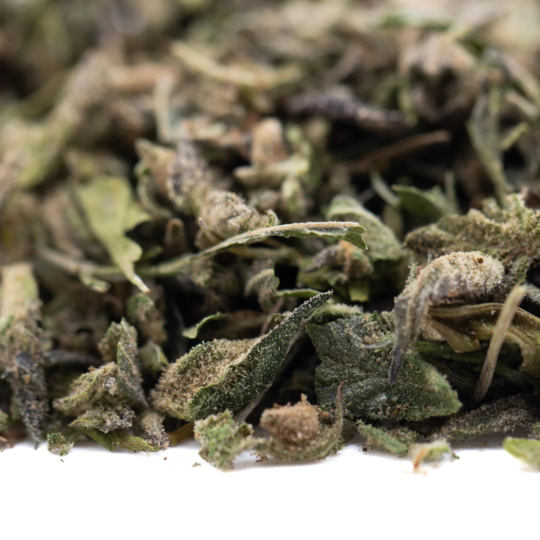 Dried sage leaves with fuzzy texture in muted green and gray hues featured in daily grape greenhouse thca trim wholesale with hemp flower