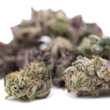 Dark Jokerz indoor THCa flower small with orange hairs and frosty white coating