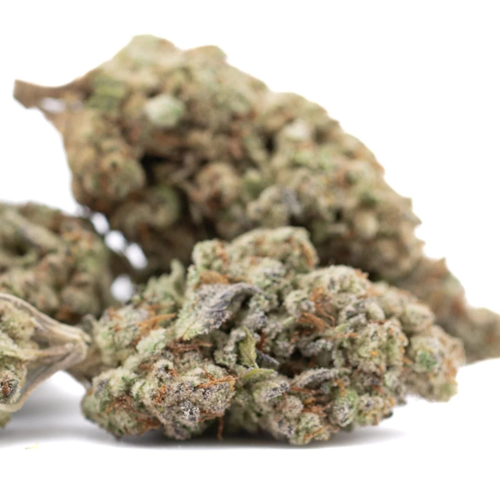 DEA-4 THCa Hemp Flower: Green-Orange Bud with Frosty Trichomes