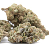 DEA-4 THCa hemp flower bud with green hues, trichomes for medical patients