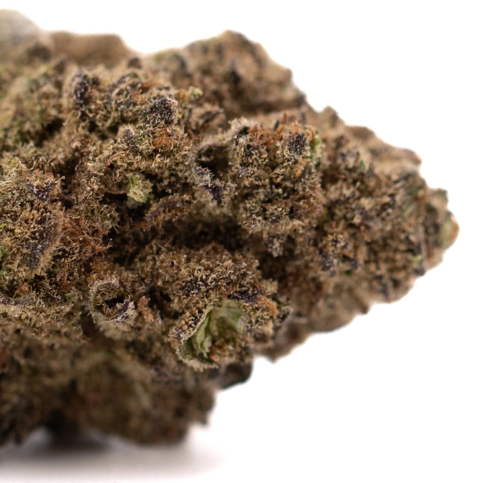 Deep Space THCa hemp flower bud with dense trichomes