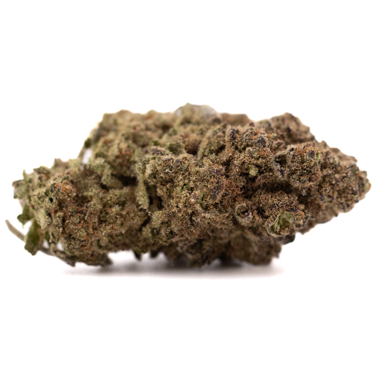 Deep Space THCa hemp flower bud with green hues, trichomes for medical patients