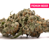 Event Horizon Indoor THCa Flower with dense trichome-covered bud and cosmic colors