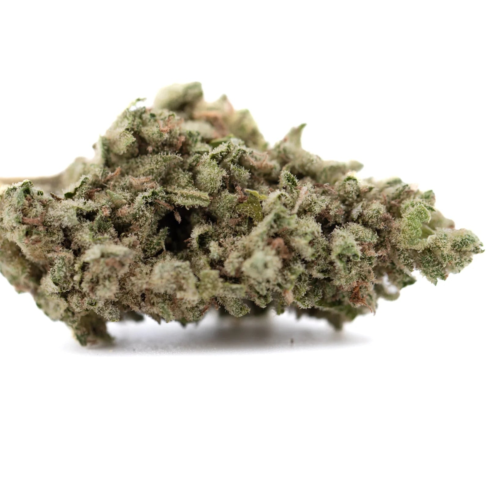 Froot by the Foot THCa Flower: green-purple buds with white trichomes