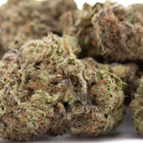Dense green gas thca flower with frosty trichomes and orange pistils showcasing authentic og kush gas profile