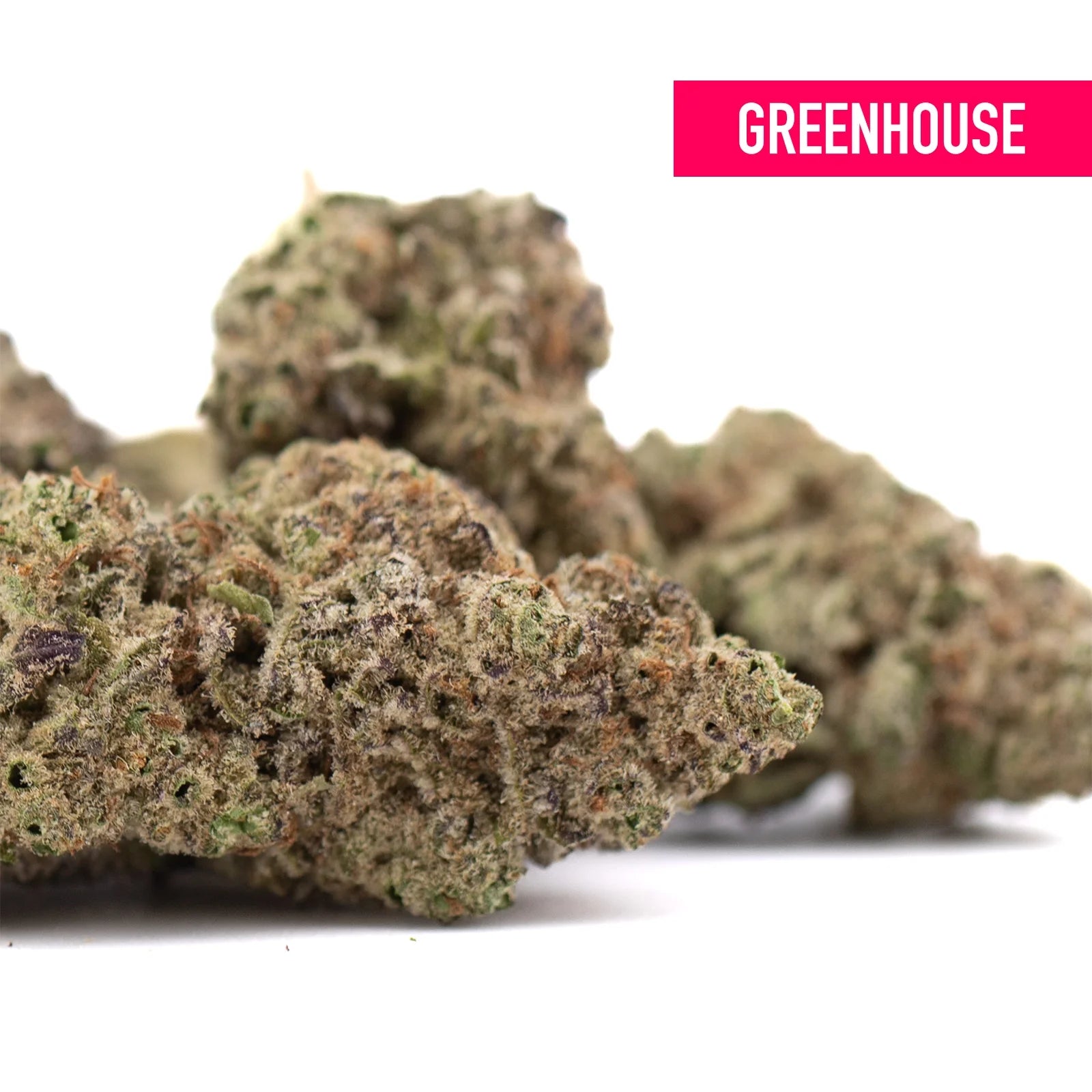 Greenhouse gas thca flower cannabis buds with dense textured green and brown hues featuring authentic og kush gas profile
