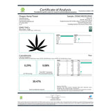Cannabis product analysis certificate for GMO Kush Indoor THCa Flower hemp flower