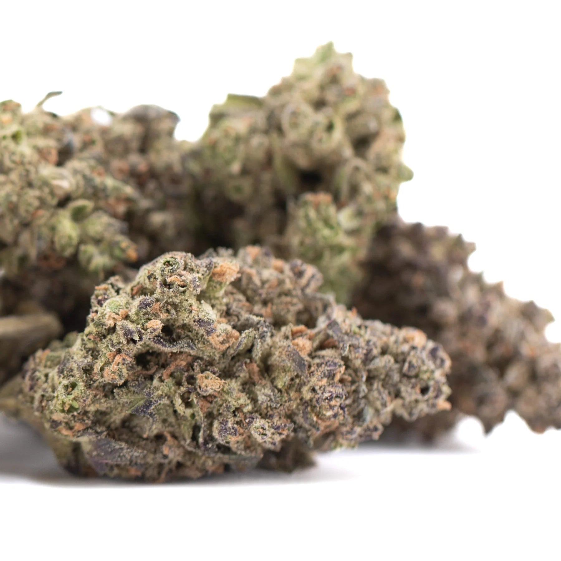 Lush dense gmo thca flower with green and brown hues covered in trichomes chemdawg x gsc ultra-premium potency indoor cultivation