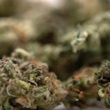 Dried Guava Z Indoor THCa Flower Smalls with trichomes and orange pistils