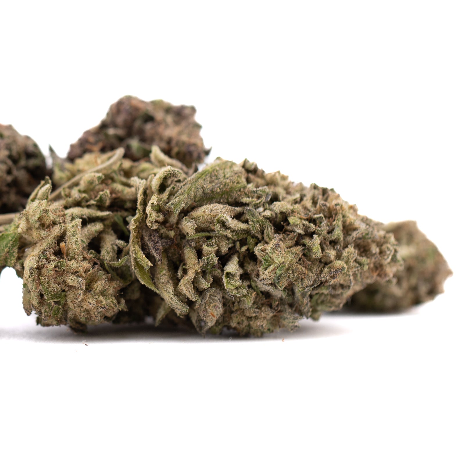 Halle Berry super sweet THCa hemp flower bud with green hues and trichomes