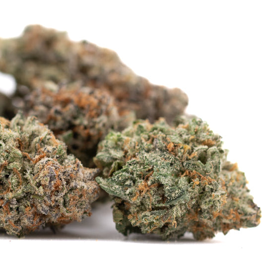 Jelly Bean THCa flower with dense trichome-covered cannabis bud and candy-like aromatics