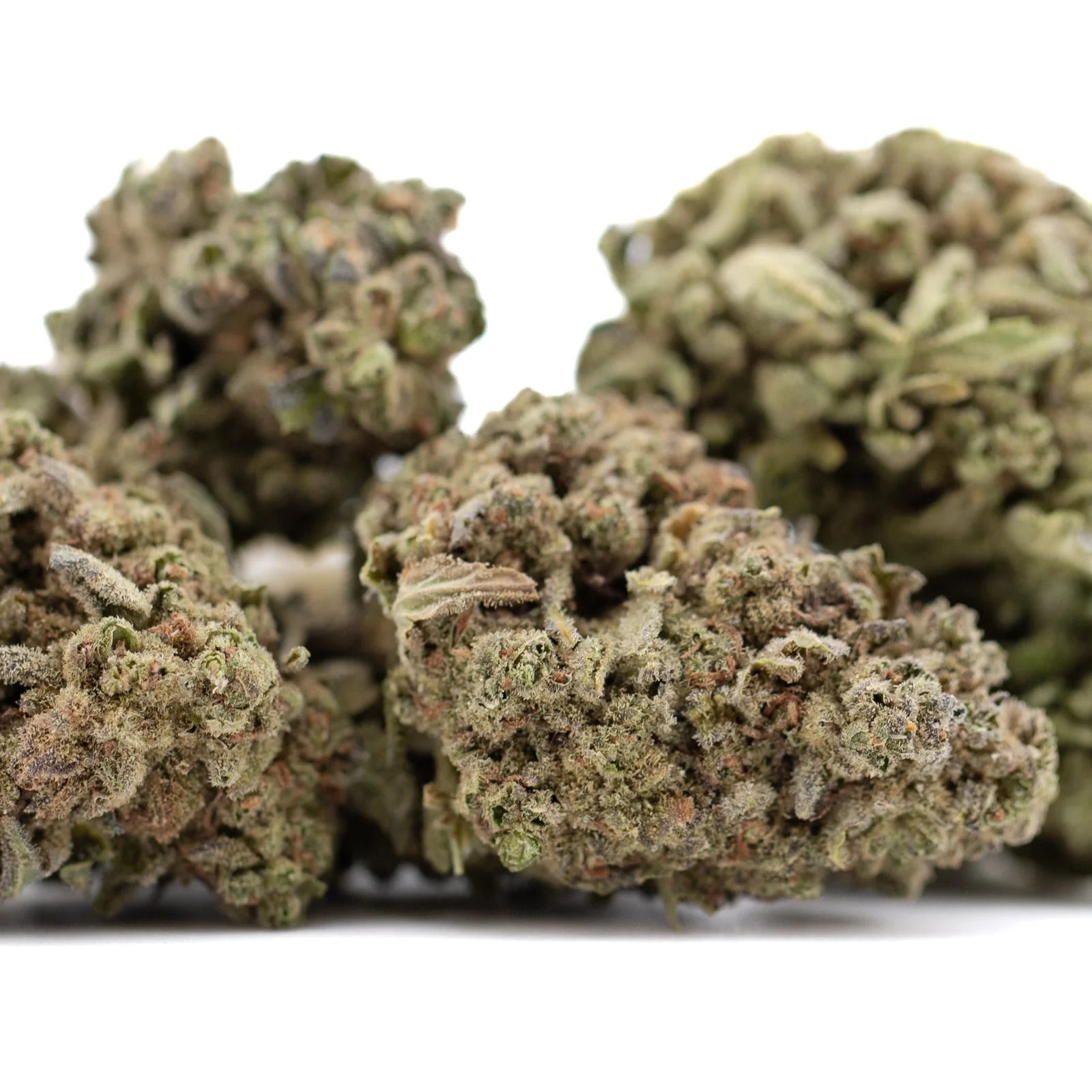 Jelly Donut THCa Flower: Vibrant green and brown hemp buds with trichomes