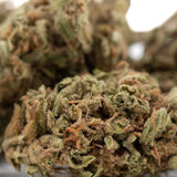 Premium Jelly Mints THCa hemp flower bud with green-orange hues and trichomes