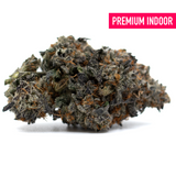 Jessica Rabbit Indoor THCa Flower with dense purple-green buds and frosty trichomes