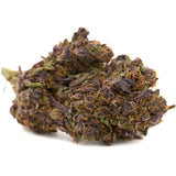 Purple cannabis bud with trichomes and orange hairs from Jimi Hendrix Indoor THCa Flower