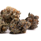 Jokerz NOS indoor cultivation hemp flower with dried cannabis buds, orange hairs, frosty coating