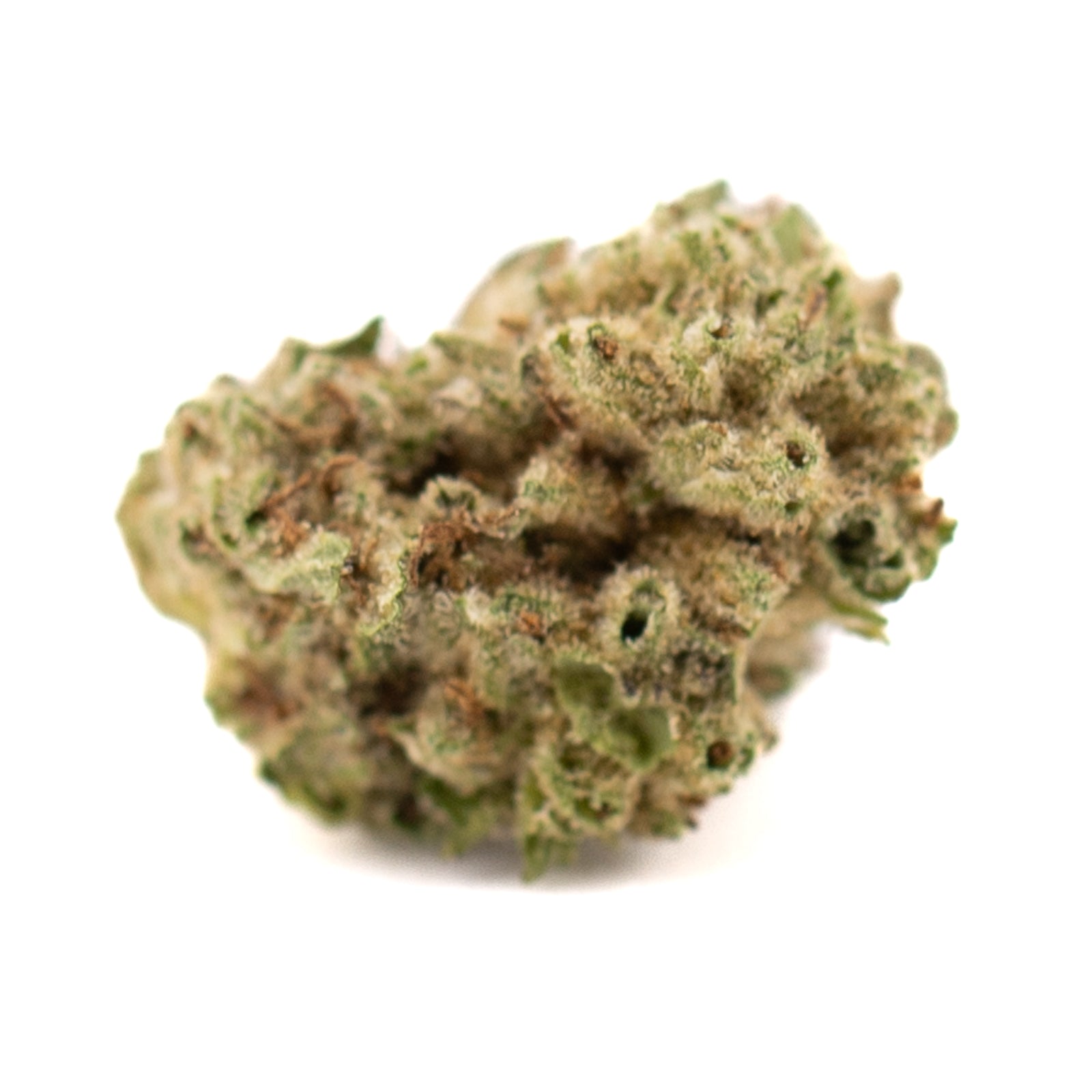 Dense light green Jokerz THCa hemp flower bud with trichomes and orange pistils