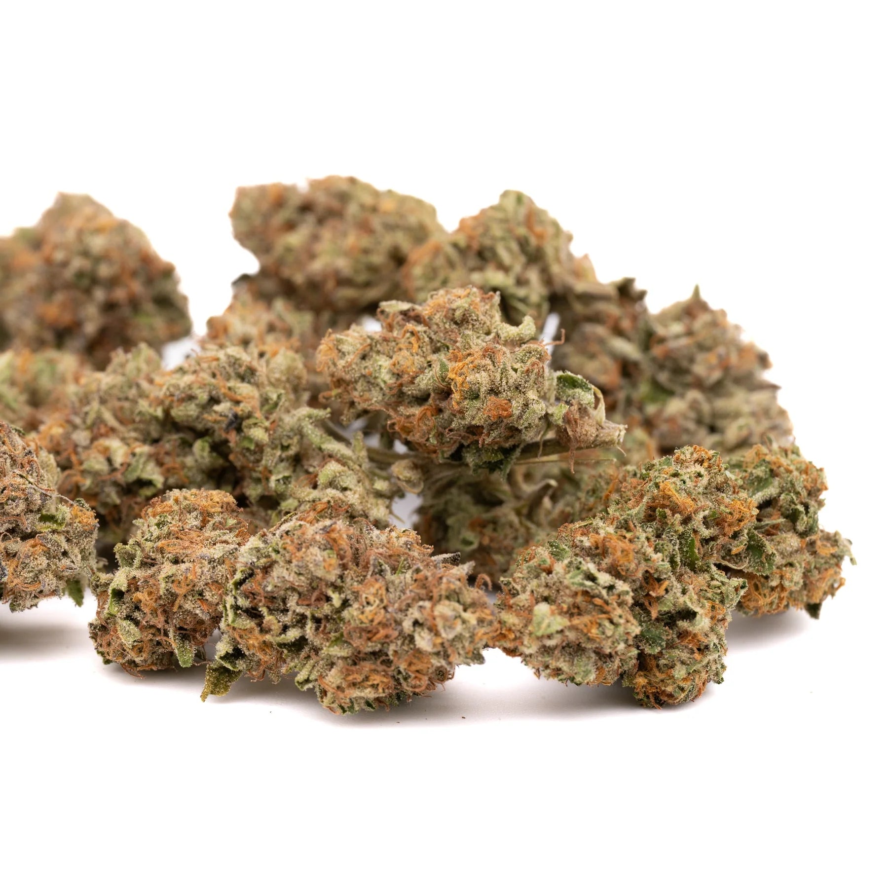 Pile of dried Lemon Cherry Gelato indoor THCa flower buds for wholesale sale
