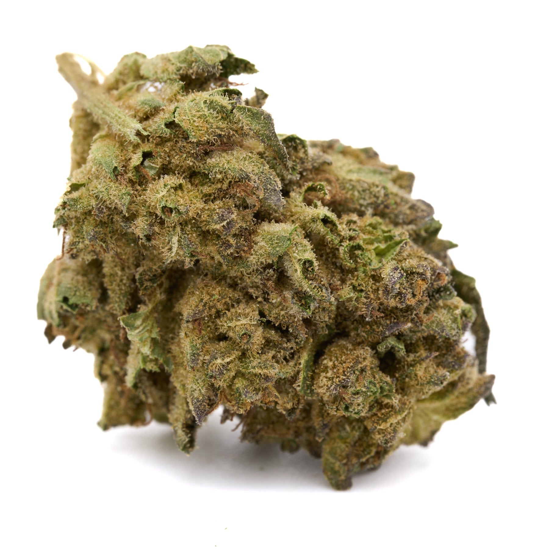 Dense Lemon Cherry Gelato THCa Flower Full-Term with trichomes and green-brown hues