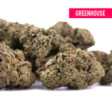 Greenhouse lemon cherry gelato hemp flower with dense textured buds and earthy greenish brown hues triple legendary quality