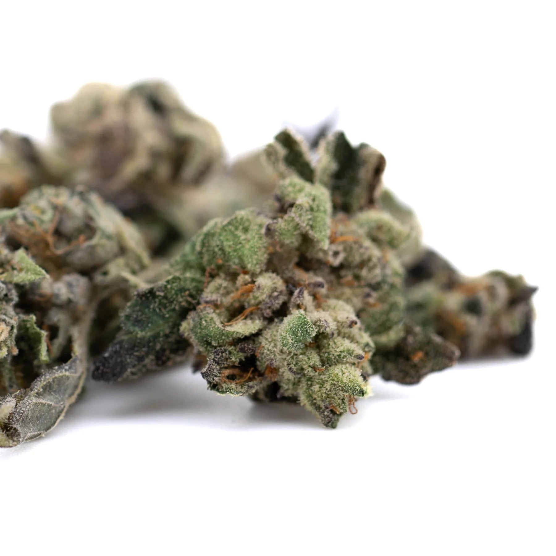 Lemon Octane cbd smalls flower dense green hemp bud with frosty white trichomes and orange pistils