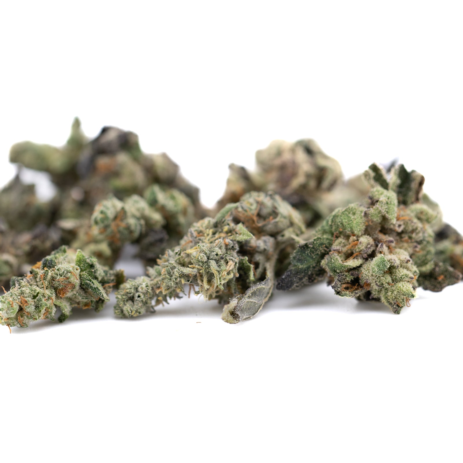 Green cannabis buds with orange pistils from Lemon OG Indoor THCa Flower Smalls