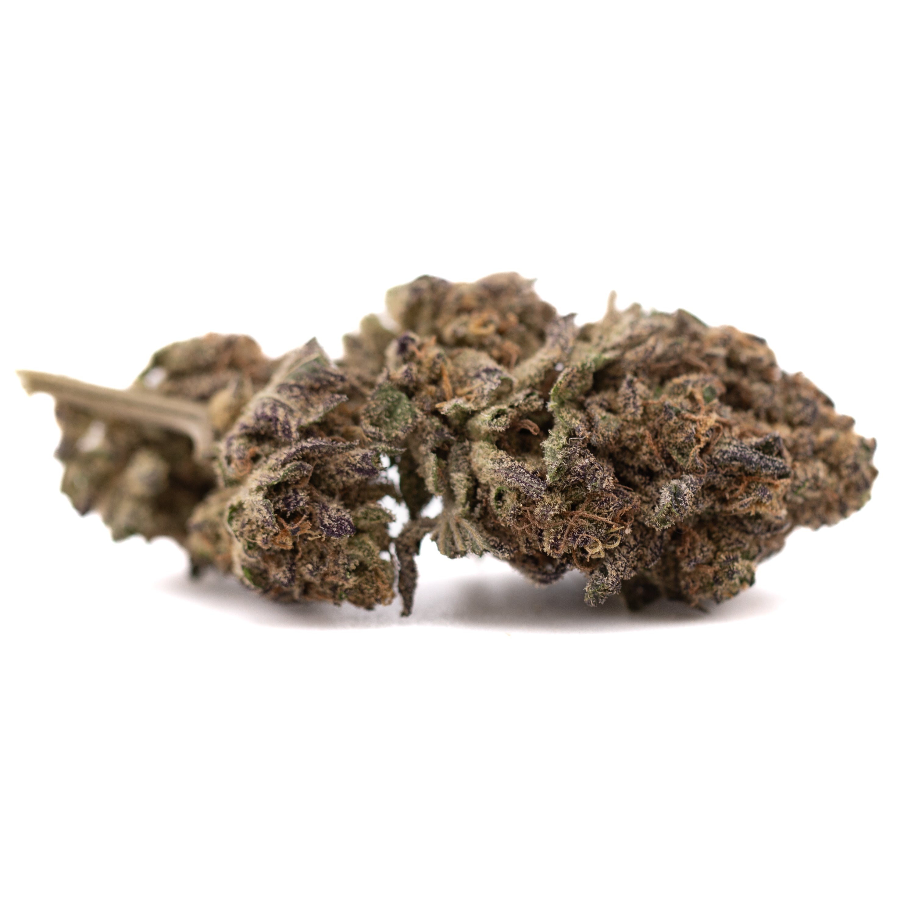 Lung Buster THCa hemp flower: green bud with trichomes and leaves