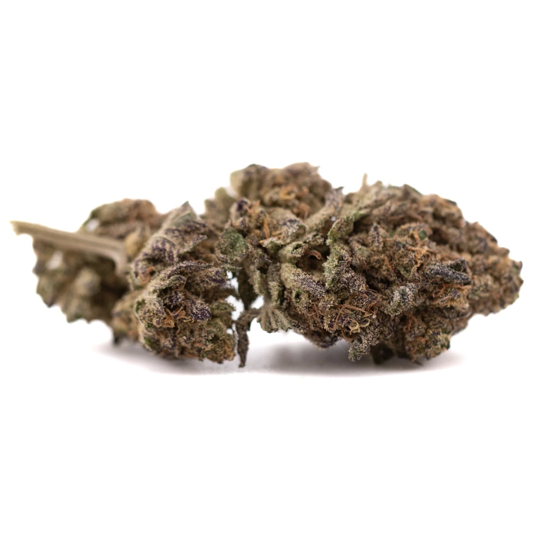 Lung Buster THCa hemp flower: green bud with trichomes and leaves