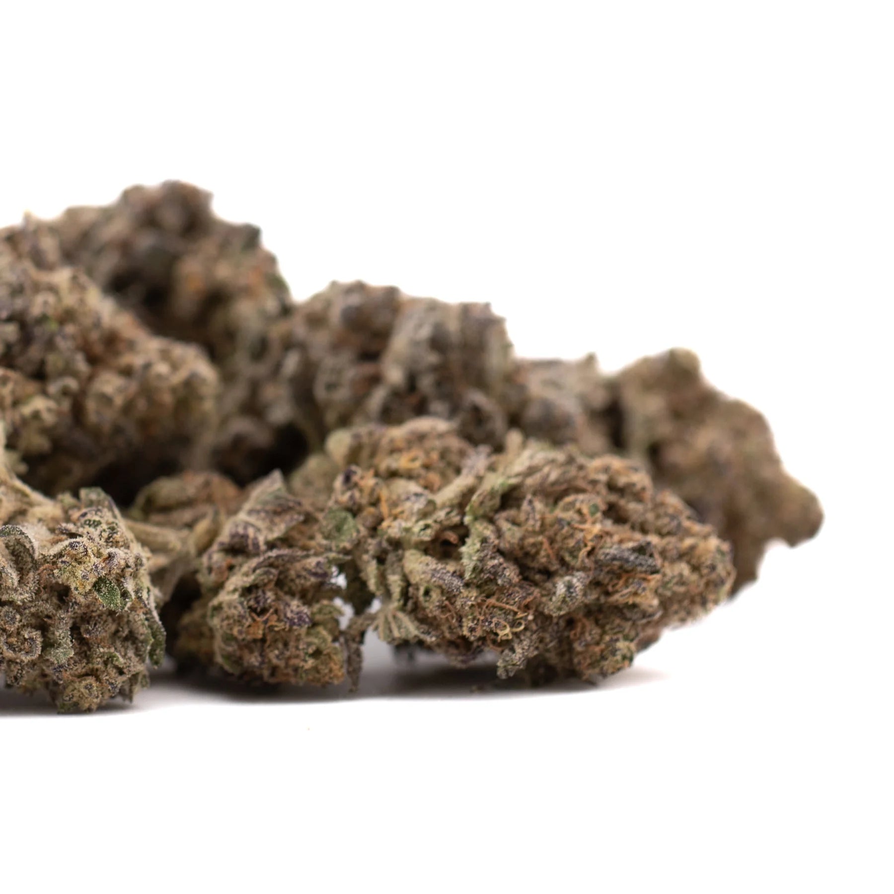 Lung Buster THCa hemp flower: green and brown marijuana buds with dense resin glands