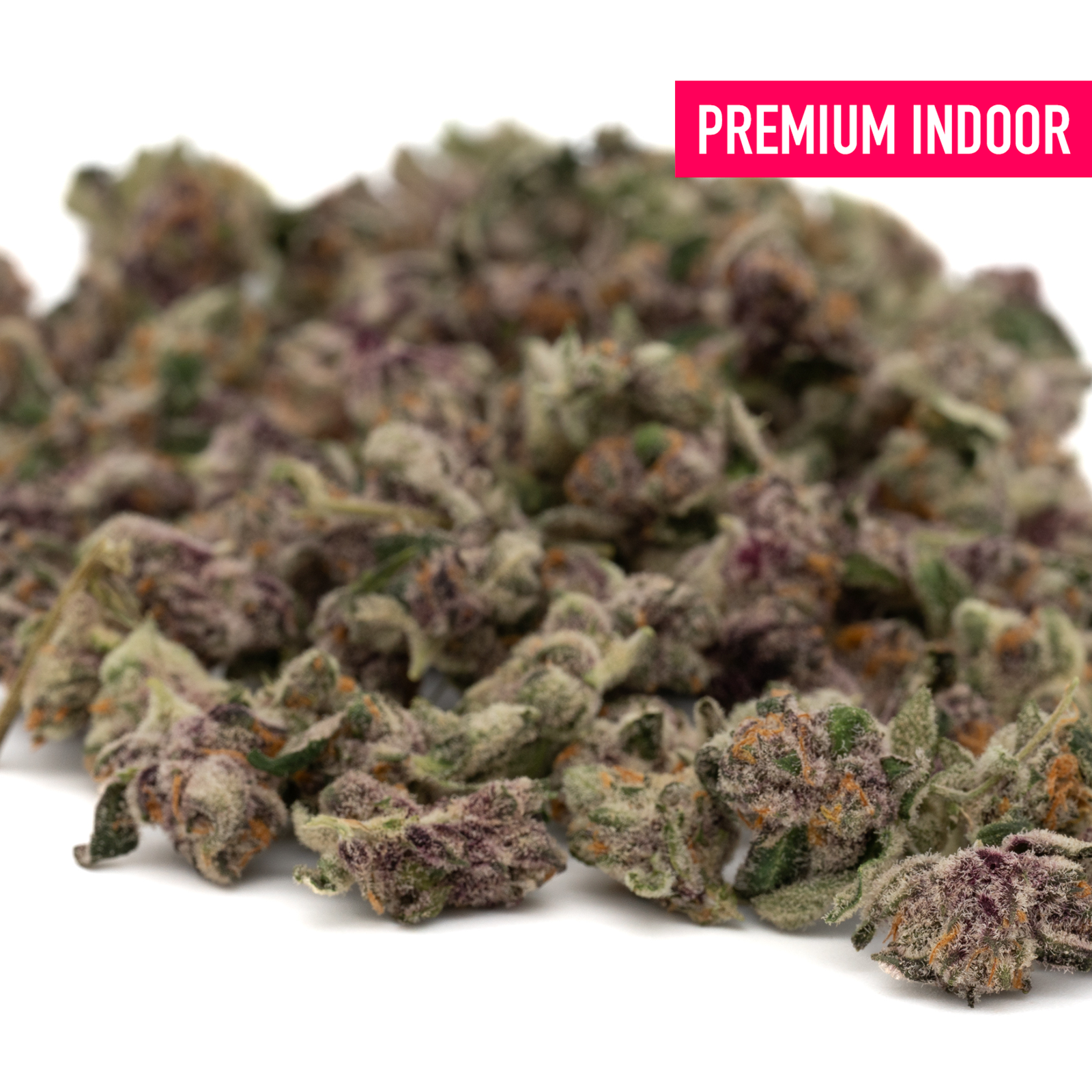 Pile of purple and green cannabis buds from Mac and Gary Indoor THCa Flower Smalls