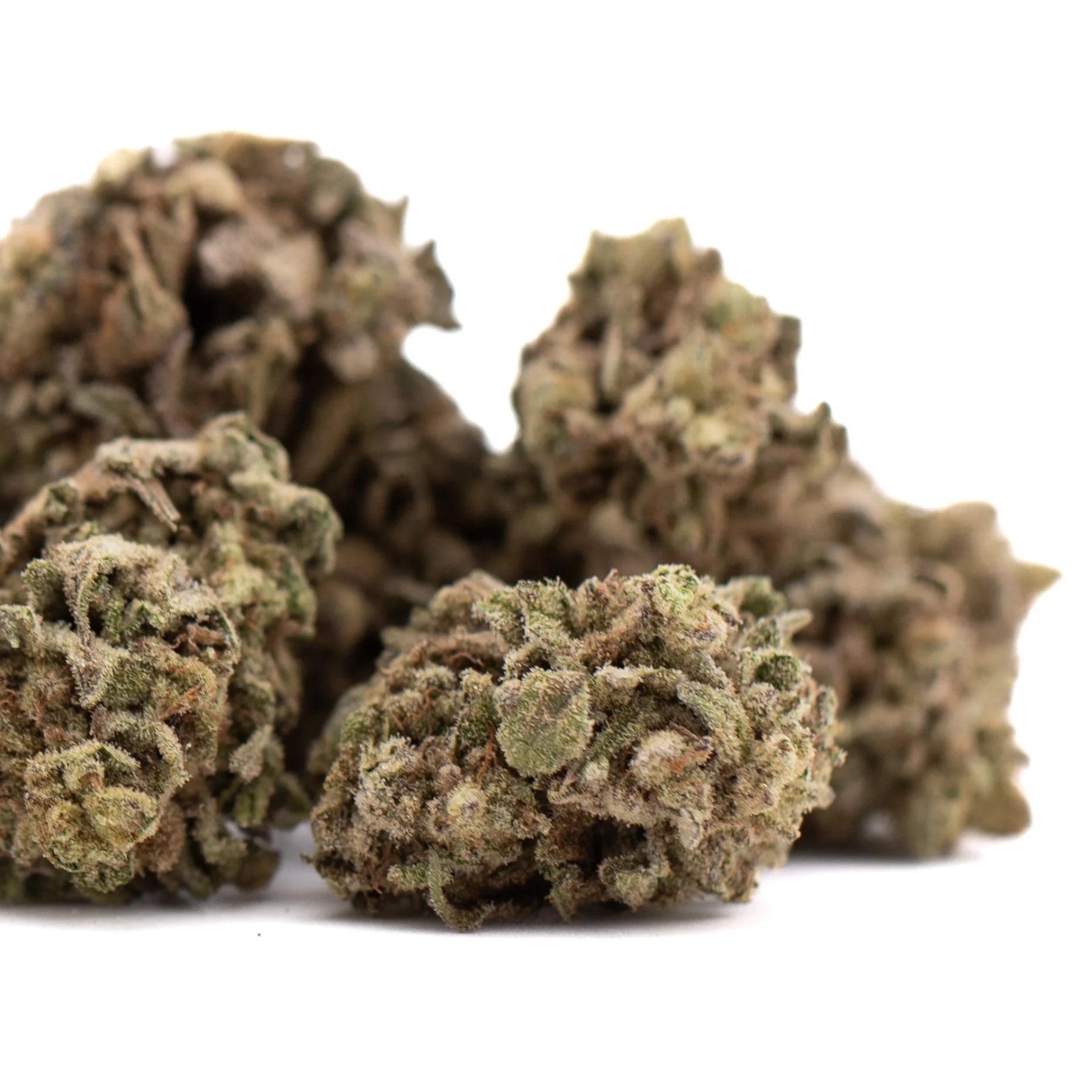 Money Ball THCa hemp flower buds with green hues and resin glands