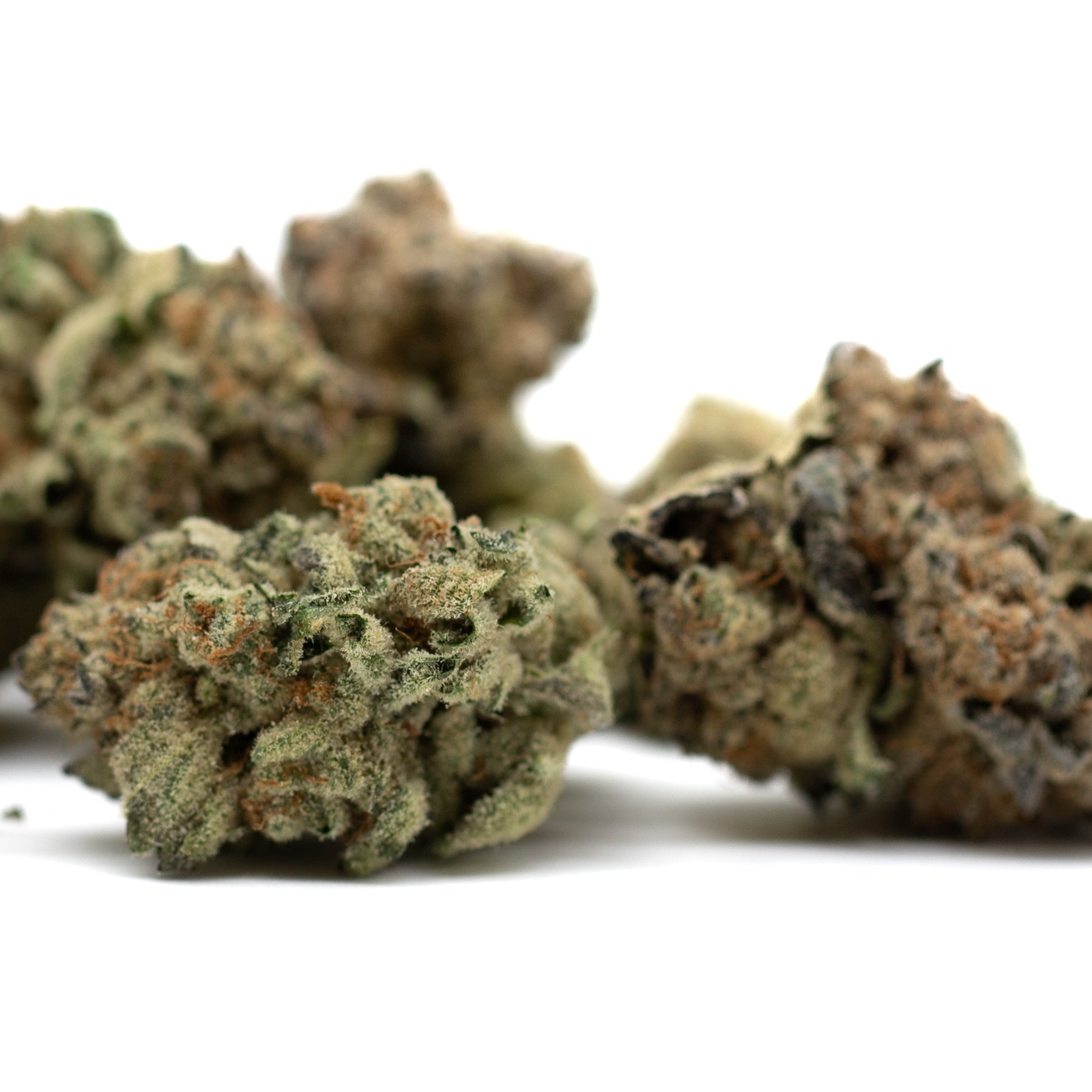 Dried Moroccan Peaches Indoor THCa Flower with trichomes and orange pistils