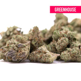 Dense frosty green and purple greenhouse hemp flower nectarine jelly thca smalls cannabis buds by Greenhouse