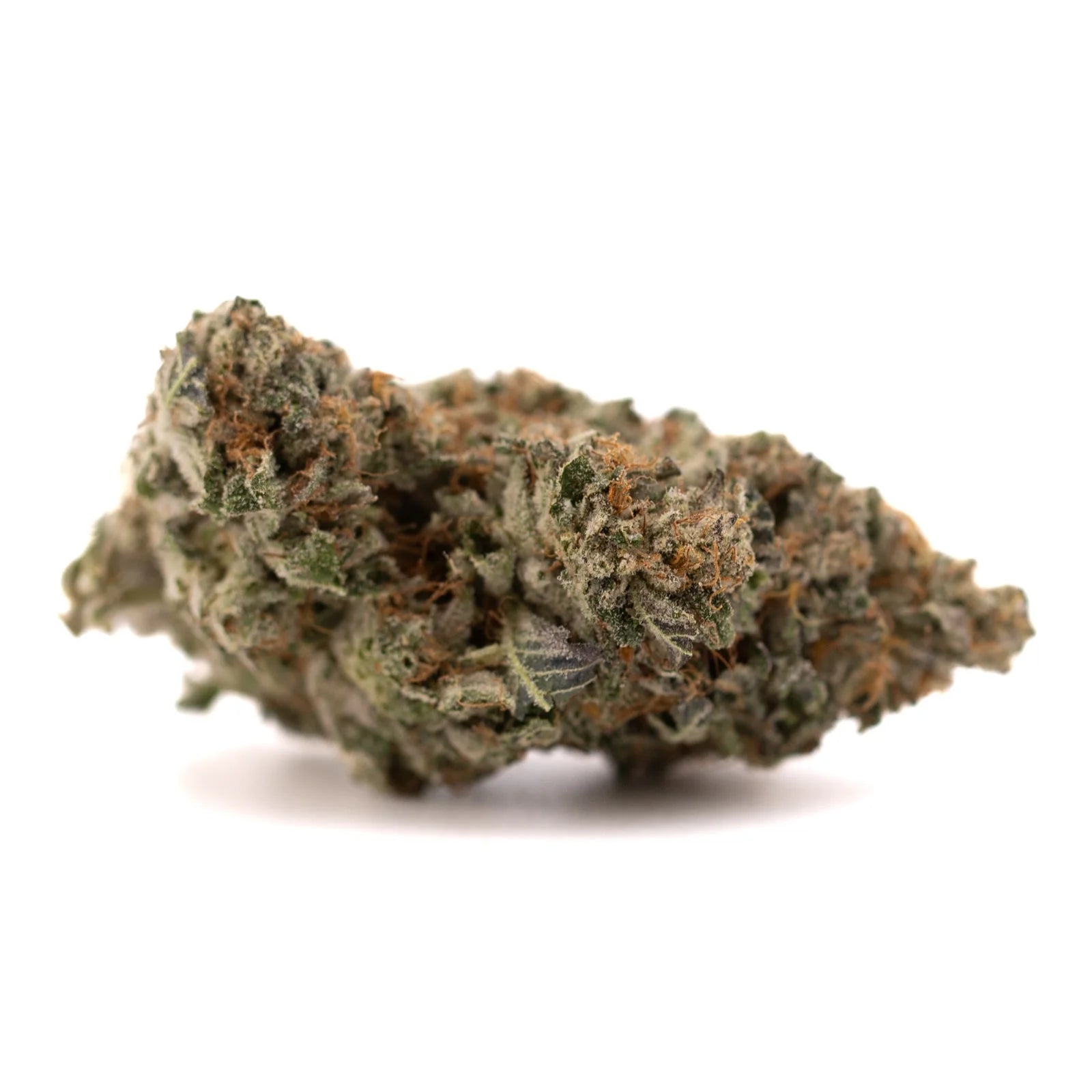 Oregon Mac Indoor THCA Flower with cured cannabis bud, trichomes, and orange pistils for therapeutic benefits