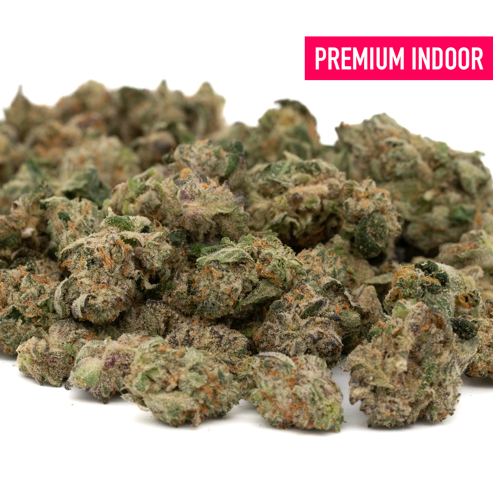 Premium Peach Pie Indoor THCa Flower Smalls cannabis buds stacked attractively