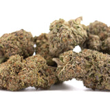 A cluster of peach pie thca hemp flower buds with dense textured green brown and purple hues perfect for rainbow pie use