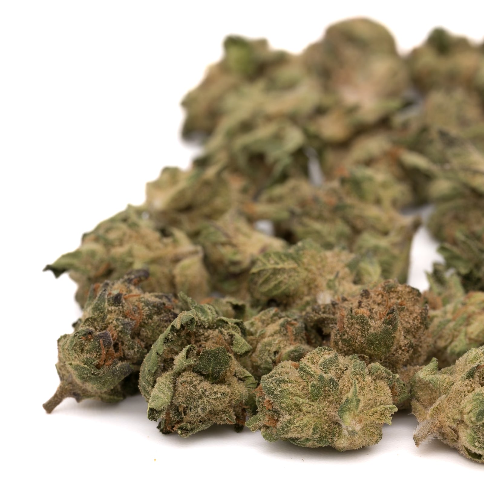 Premium Pineapple Express THCa hemp flower smalls with green buds and trichomes