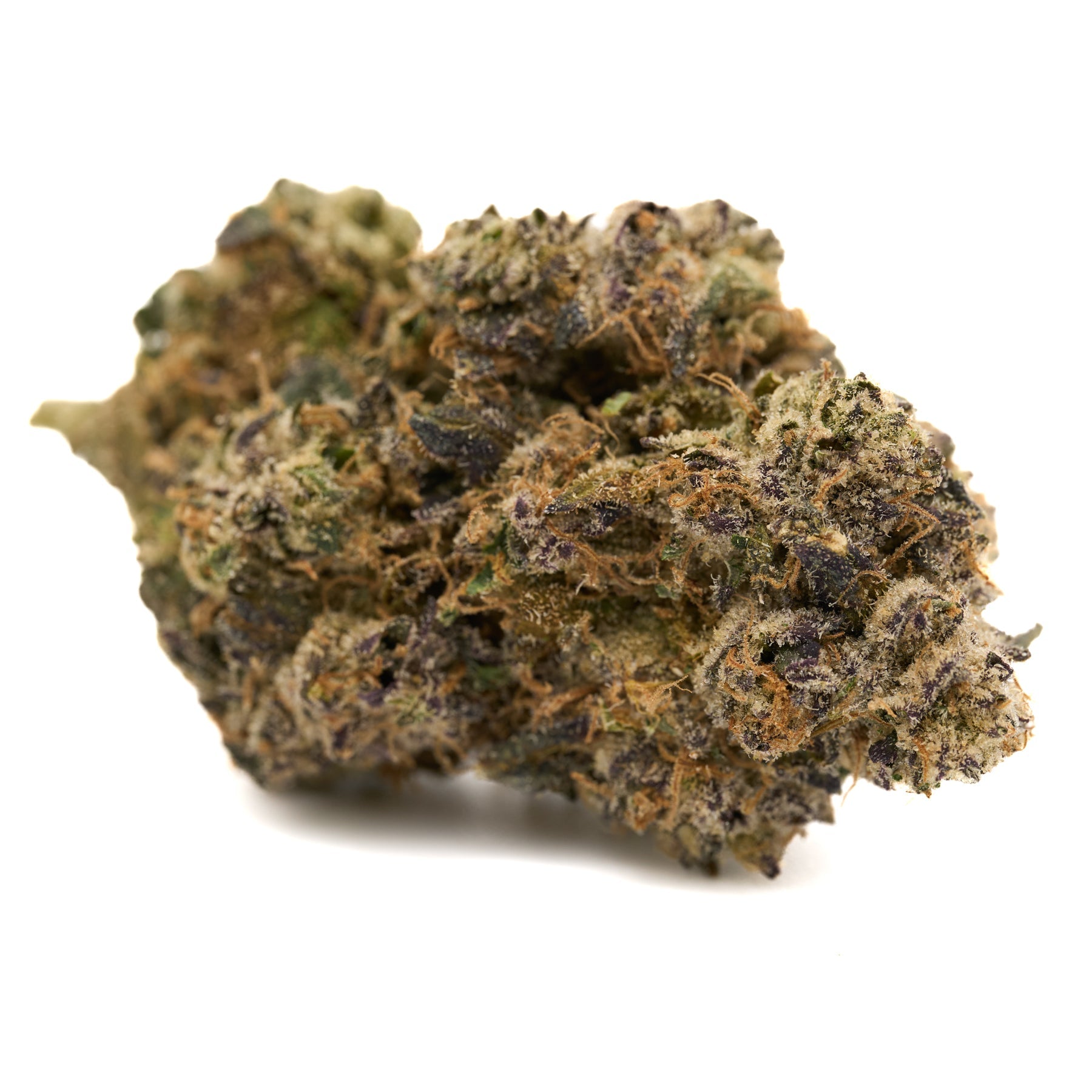 Dense Pineapple Rainbow Indoor THCa Flower with green, purple, orange hairs and trichomes