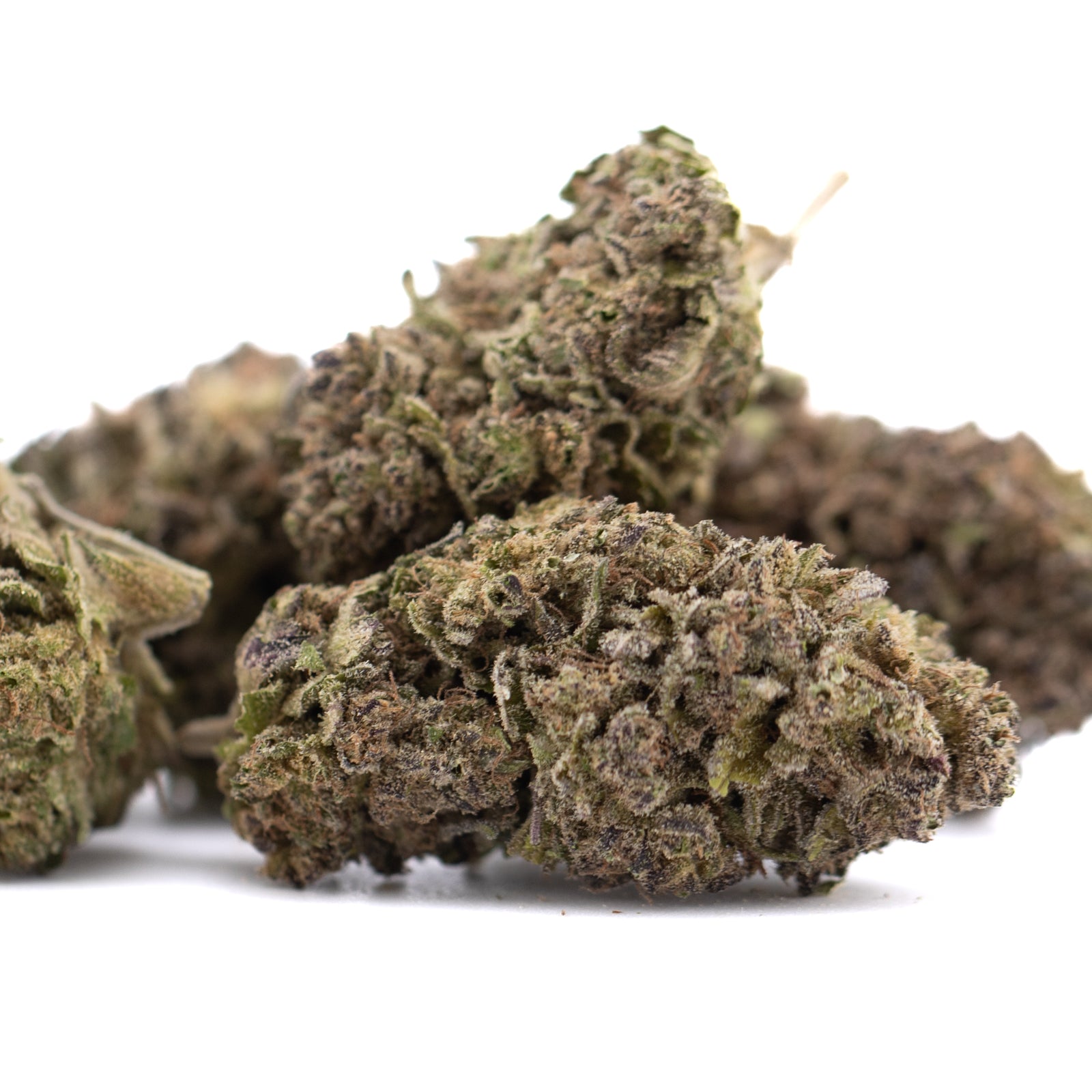 Purple Marmalade THCa hemp flower bud with trichomes from Greenhouse