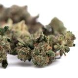 Dried Purple Wedding Cake Indoor Flower Smalls with trichomes and orange hairs