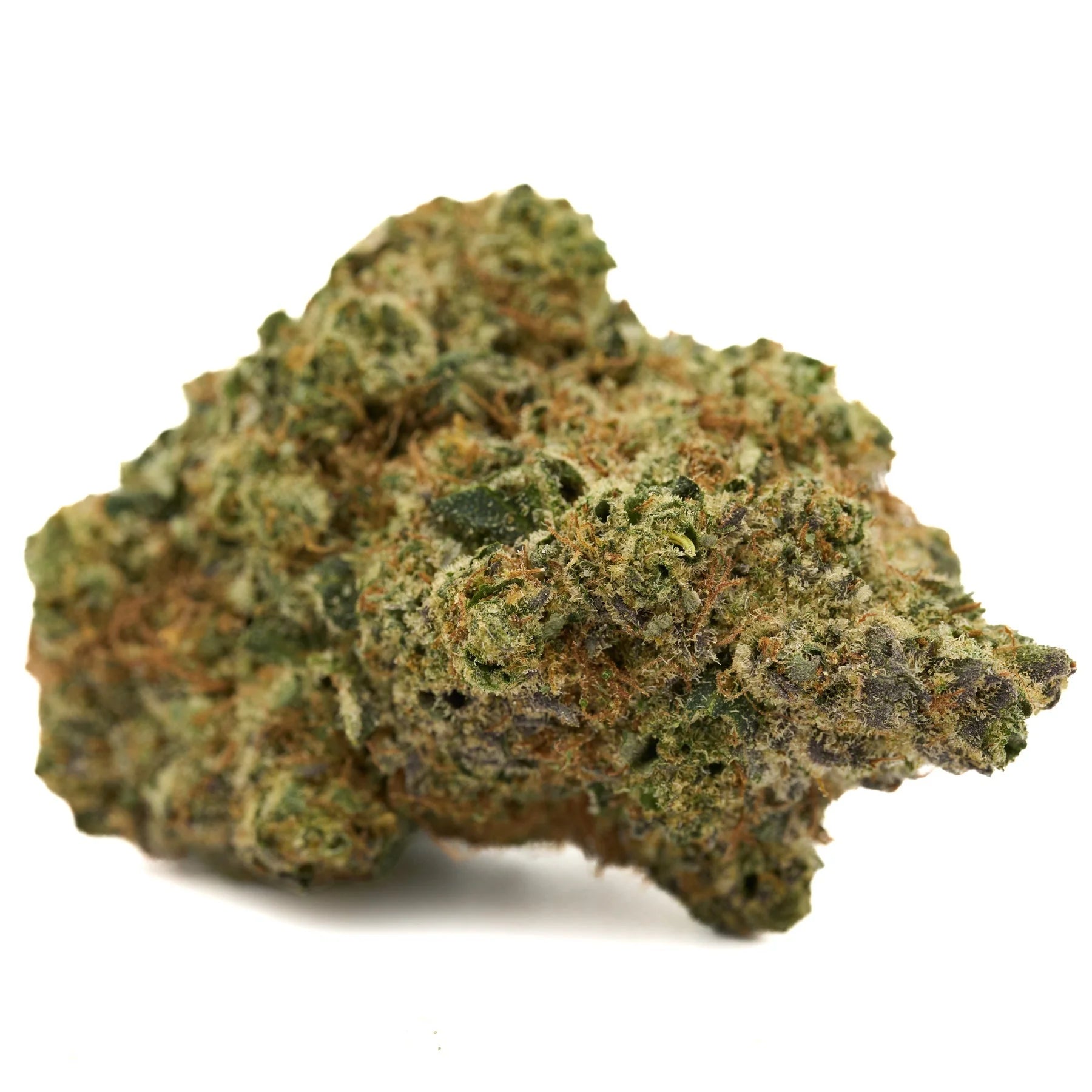 Dense trichome-rich Pyromaniac Indoor THCa Flower with vibrant green and orange hues