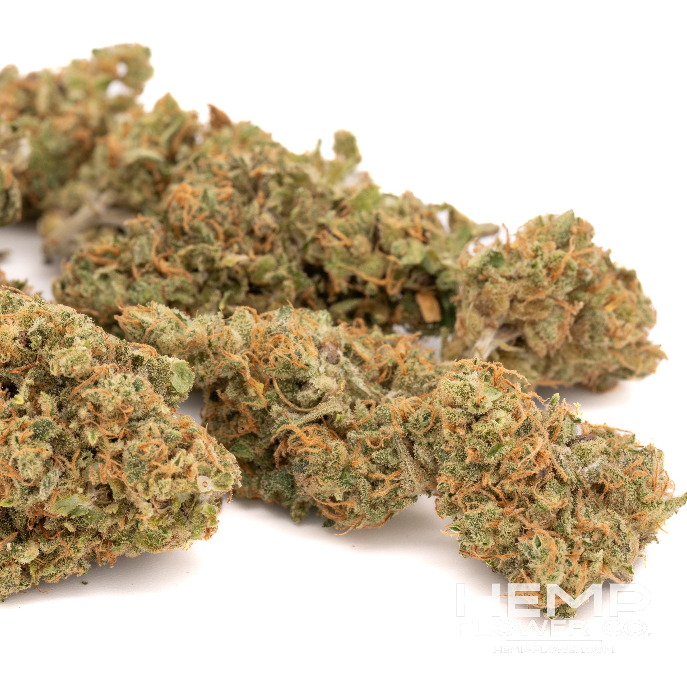 Dried Rose Gold Runtz hemp flower with green and orange hues, indoor THCa flower wholesale