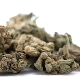 Sour Apple THCa Flower Smalls with green buds and brown stems