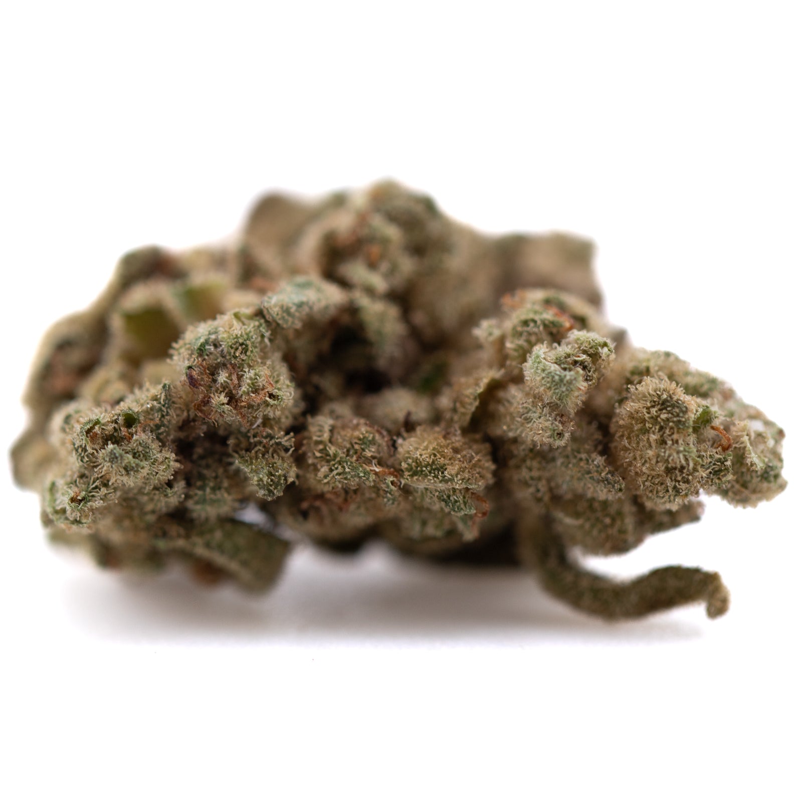 Sour Diesel THCa Flower Smalls with trichomes and green leaves