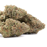 Subzero THCa hemp flower bud with green hues, trichomes for mental ease