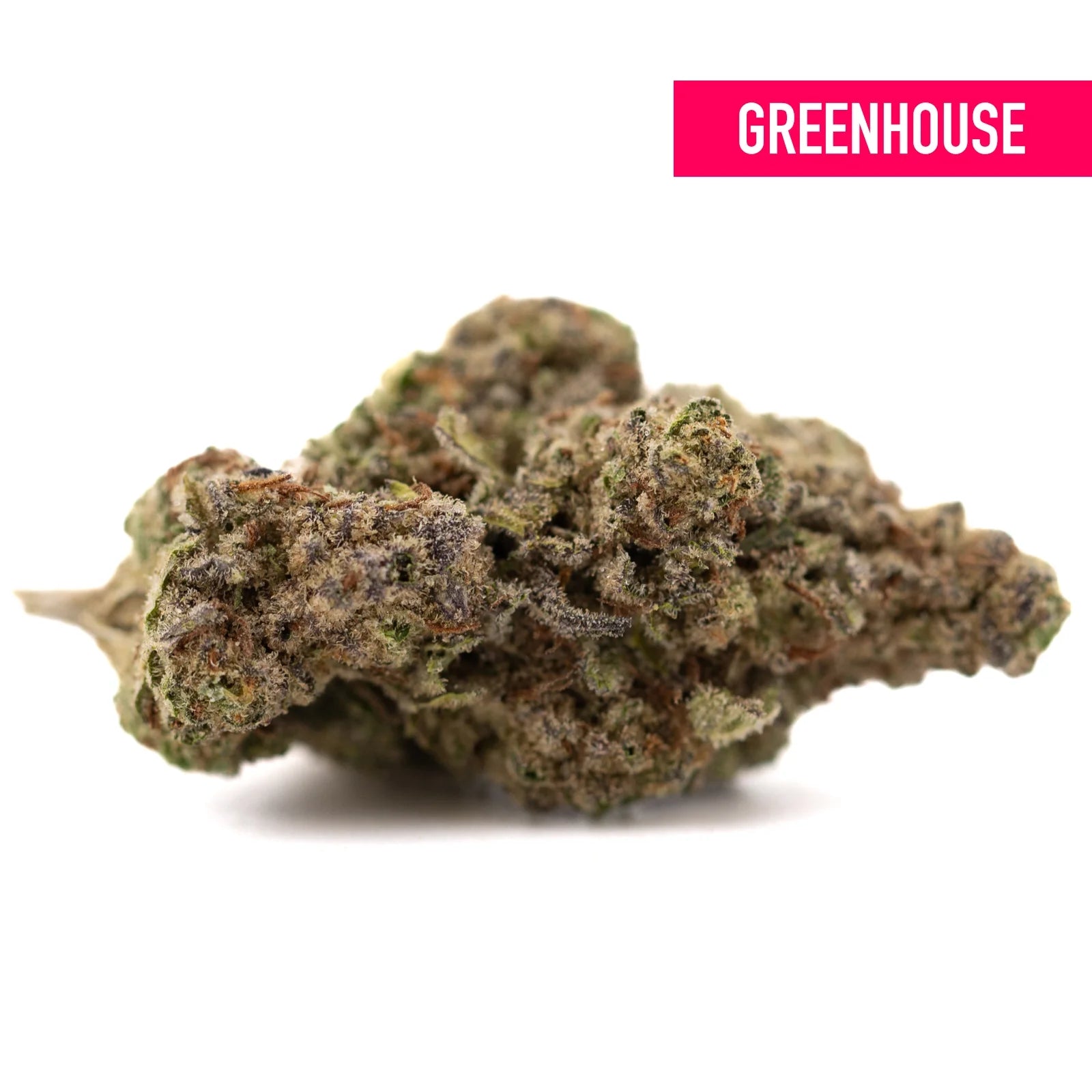 Super Runtz THCa hemp flower: green bud with white trichomes and purple hues