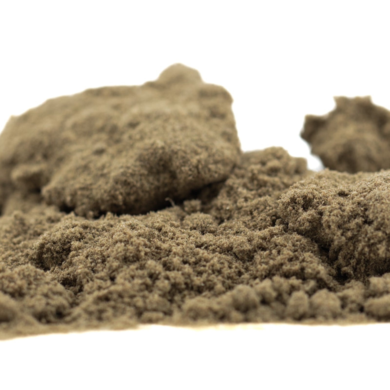Brown finely ground Tangelo THCa Kief powder from Gary Payton hemp flower product
